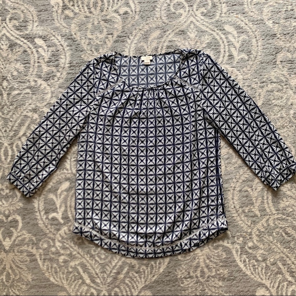 J. Crew | Printed Three-Quarter Sleeve Blouse